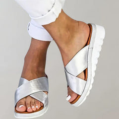Noa® | Bequeme Damen-Hausschuhe in Silber