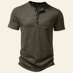 Anthony | Herren Lässiges Geknöpftes Kurzarm Henley Shirt in Grün