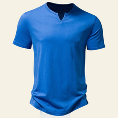Anthony | Herren Lässiges Geknöpftes Kurzarm Henley Shirt in Blau