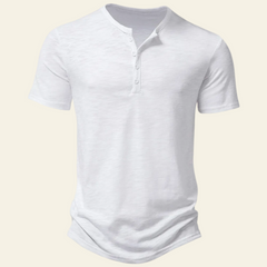 Anthony | Herren Lässiges Geknöpftes Kurzarm Henley Shirt in Weiß