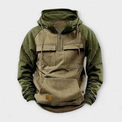 Sheldon – Lässiger Langarm Kapuzenpullover Mit Fronttasche in Khaki