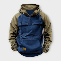 Sheldon – Lässiger Langarm Kapuzenpullover Mit Fronttasche in Blau