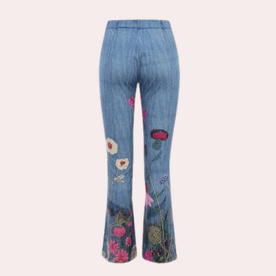 Florale Bestickte Schlaghose für Damen