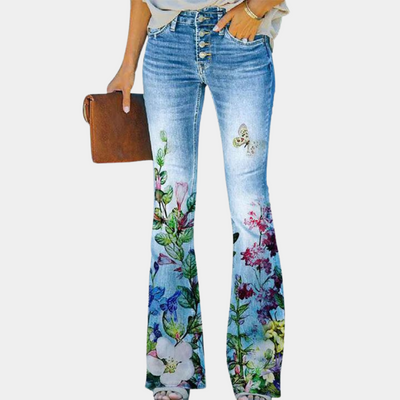 Florale Bestickte Schlaghose für Damen