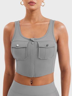Vexoro | Atmungsaktives Tanktop Damen für Sommer Fitness in Hellgrau