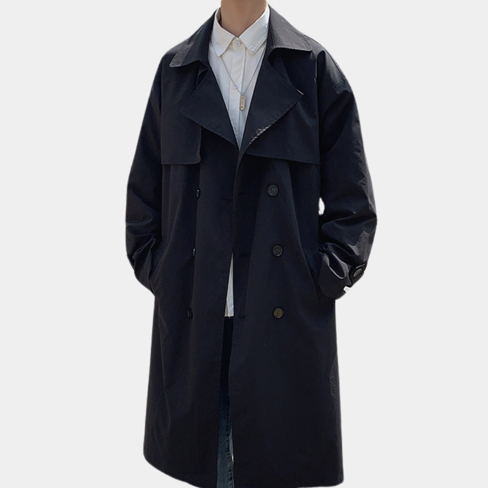 Langer Trenchcoat mit Knöpfen für Männer