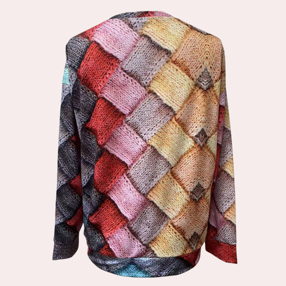 Bunter Strickpullover für Damen | Lässig