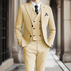 3-teiliger Slim Fit Hochzeitsgastanzug Für Herren | Elegant in Sekt