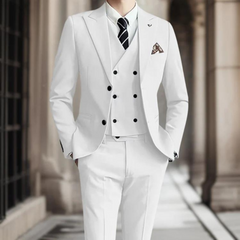 3-teiliger Slim Fit Hochzeitsgastanzug Für Herren | Elegant in Weiß