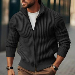 Warme Strickjacke mit Reißverschluss für Männer in Schwarz