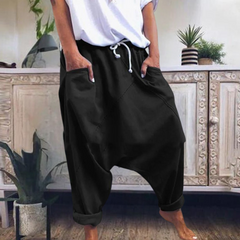 Anna | Damen Lässige Oversized Haremhose in Schwarz