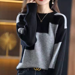 Rundhals-Strickpullover für Frauen in Grau