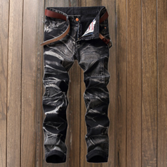 Herren Lang Vintage Jeans in Schwarz / Grau