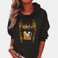 Damen Schwarz Kapuzenpulli | Oktoberfest in Schwarz