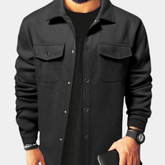 Warme Jacke mit Knöpfen für Männer in Schwarz