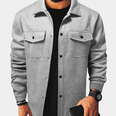 Warme Jacke mit Knöpfen für Männer in Grau