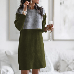 Tara | Lässiges Strickpullover Kleid Damen elegant in Grün