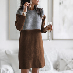 Tara | Lässiges Strickpullover Kleid Damen elegant in Braun