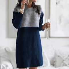 Tara | Lässiges Strickpullover Kleid Damen elegant in Blau