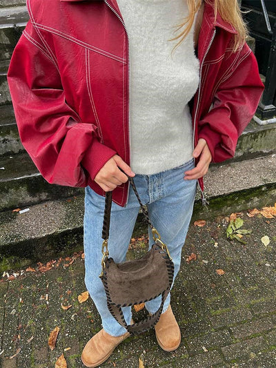 Tasha - Rote Lederjacke in Übergröße