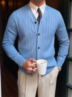DUSTIN - FEINSTRICK-STRICKJACKE in Blau