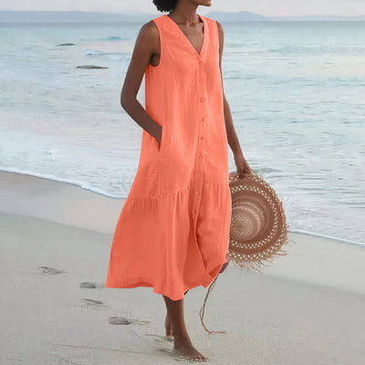 Ärmelloses Leinen-Sommerkleid für Damen