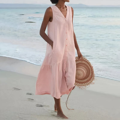 Ärmelloses Leinen-Sommerkleid für Damen