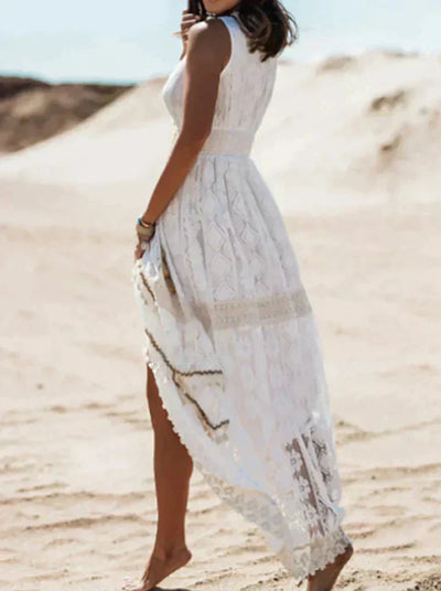 Reba - Ärmelloses Kleid aus Boho-Spitze