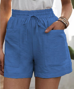 Lotta | Luftige Paperbag-Shorts in Blau