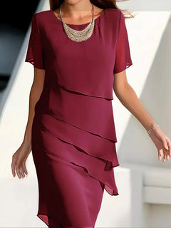 Isabella - Elegantes Kleid mit Bauchabdeckung in Rot