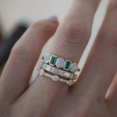 Joline – Ringtrio in Pastell & Smaragd