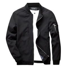 Herren Casual Sommer Stehkragen Bomberjacke in Schwarz