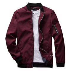 Herren Casual Sommer Stehkragen Bomberjacke in Burgund