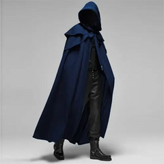 Herren Lang Halloween Mantel | mit Kapuze in Blau