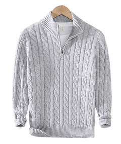 Anton - Pullover mit halbem Reißverschluss in Grau