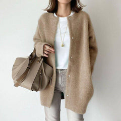 Catriona - Damen Wintermantel mit Kapuze in Beige