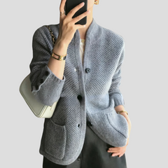 Martina | Langer Kaschmir Cardigan mit V Ausschnitt in Grau