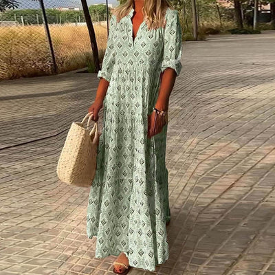 Halbarmlänge V-Ausschnitt Maxikleid für Damen