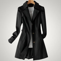 Christina | Damen Casual Langer Wasserdichte Trenchcoat in Schwarz