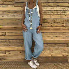 Charlotte- Cooler böhmischer Leinen Overall in Himmelblau