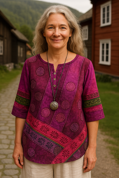 Greta™ | Bequeme und farbenfrohe Bluse mit halblangen Ärmeln in Lila