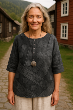 Greta™ | Bequeme und farbenfrohe Bluse mit halblangen Ärmeln in Grau