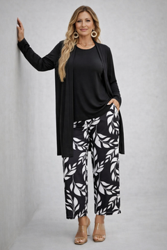 Eponine | Elegantes 3-teiliges Casual-Set in Schwarz