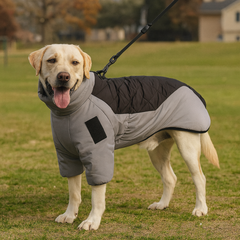 PawEase – Hundejacke mit verstellbarer Passform und integriertem Geschirr in Grau Schwarz
