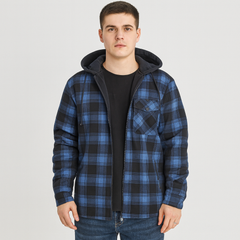 Johan | Gefüttertes Winter-Kapuzenhemd für Herren in Marineblau