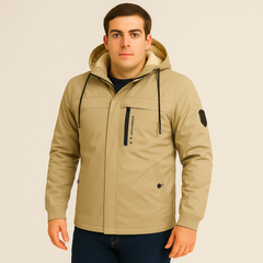 Arno | Herren Fleece-Winterjacke mit Kapuze in Khaki