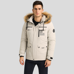 Harrison | Wasserdichte Steppjacke mit Kunstfellkapuze in Elfenbeinweiß
