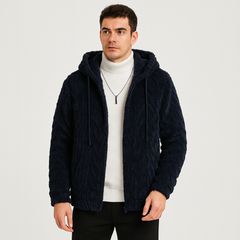 Calum | Einfarbige Fleecejacke mit Kapuze für Herren in Saphirblau