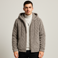 Calum | Einfarbige Fleecejacke mit Kapuze für Herren in Hellgrau
