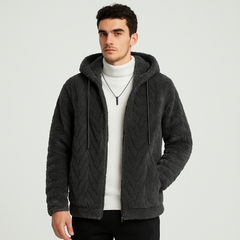 Calum | Einfarbige Fleecejacke mit Kapuze für Herren in Dunkelgrau
